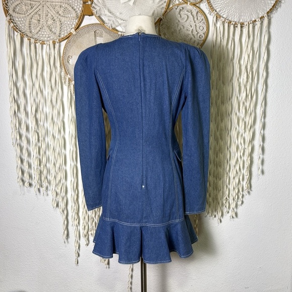 Ronny Kobo Denim Ruffle Dress Size M - Picture 10 of 13